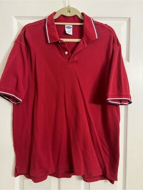 Old Navy Vintage Y2K Men’s Large Red Tipped Collar Piqué Polo Shirt